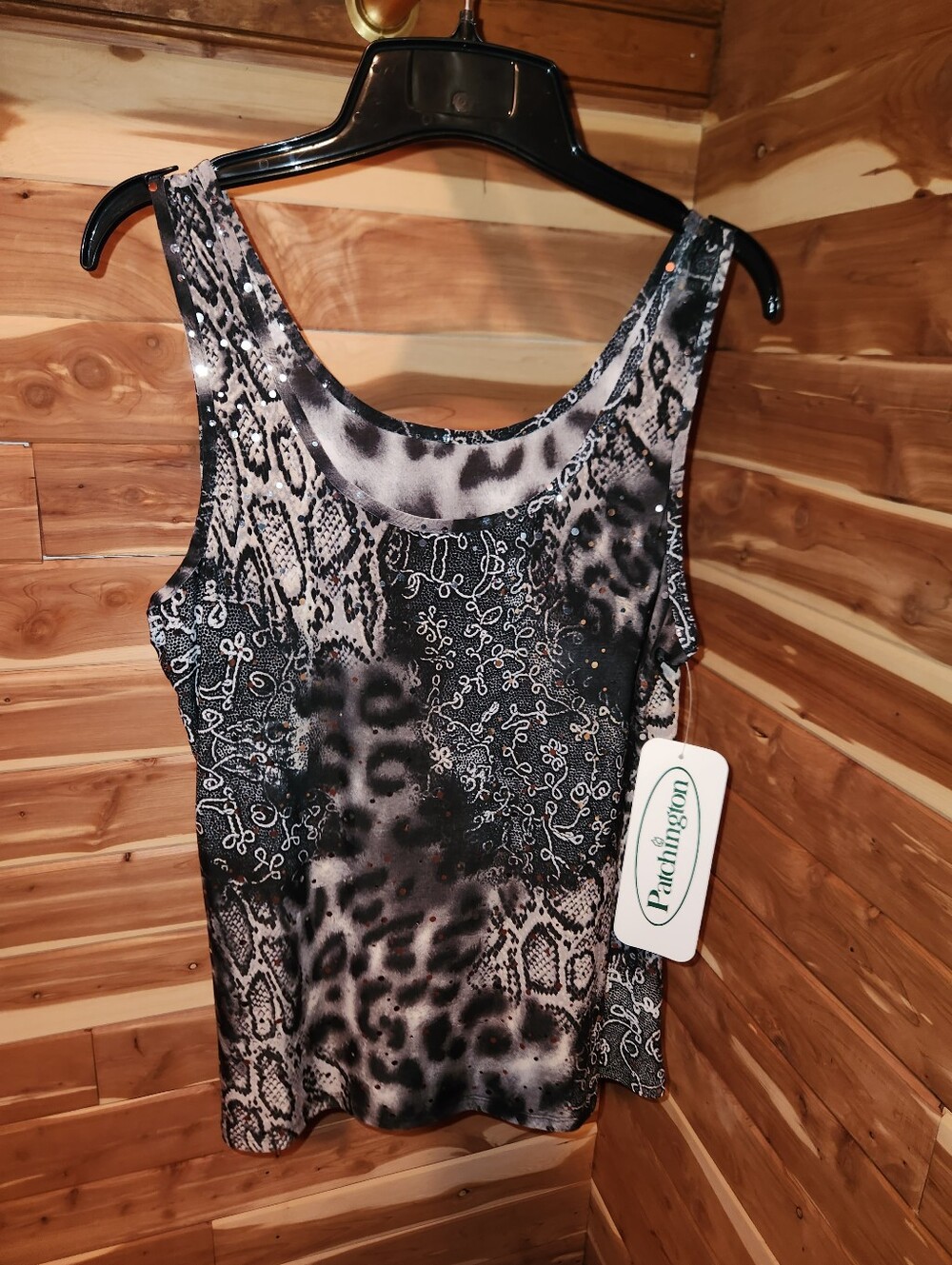 Patchington Black and White Printed Tank Top
